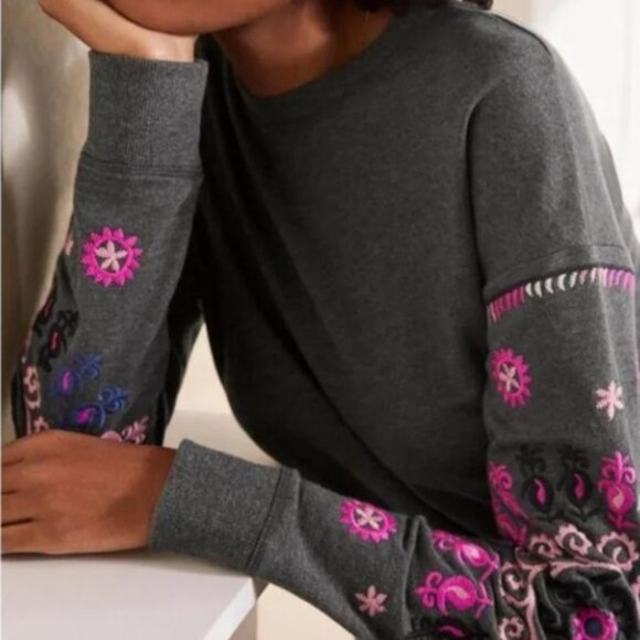 Boden Jasmine Embroidered Sweatshirt Dress - 8R - Picture 3 of 8